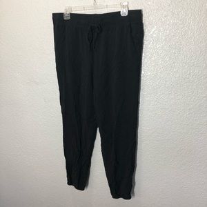 Per Se Black Rayon Elastic Drawstring Tie Pants